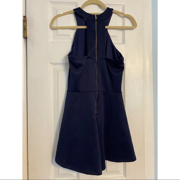 Navy Blue Formal Romper with Gold Accents | Size S - Picture 2 of 2